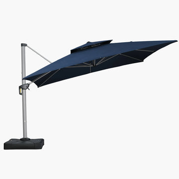 12x12ft Best Patio Umbrella with Sunbrella Fabric, Large Outdoor Cantilever Umbrella, Cast Slate 12x12ft Best Patio Umbrella with Sunbrella Fabric, Large Outdoor Cantilever Umbrella, Cast Slate