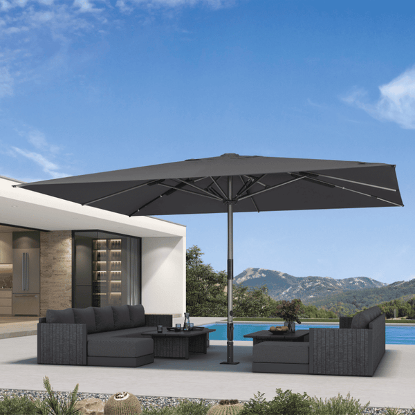 1.9''/2.4''/3.1''Thick Pole Commercial Patio Umbrella for Café, Restaurant & Hotel Use 13X16FT(3.1'') / Grey