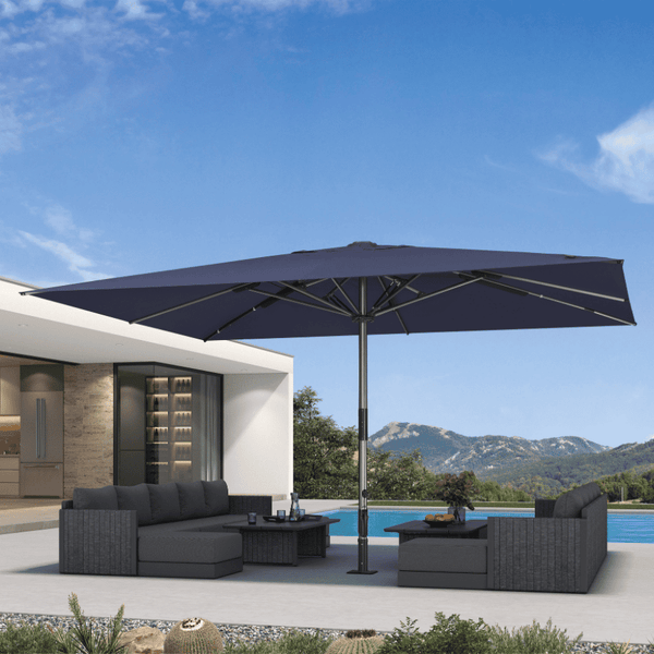 1.9''/2.4''/3.1''Thick Pole Commercial Patio Umbrella for Café, Restaurant & Hotel Use 13X16FT(3.1'') / Grey
