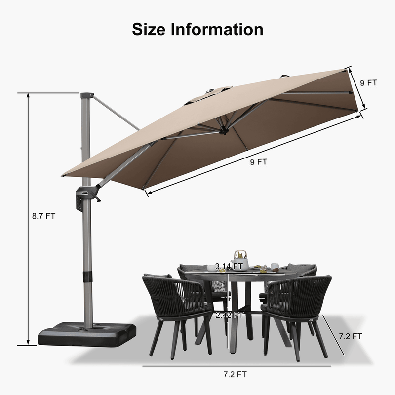Clearance - PURPLE LEAF OPEN BOX Deluxe Aluminum Outdoor Patio Umbrella