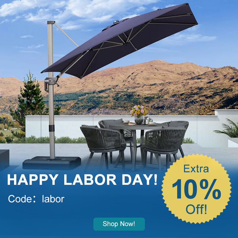 PURPLE LEAF Deluxe Aluminum Outdoor Patio Umbrella Square Cantilever Umbrellas