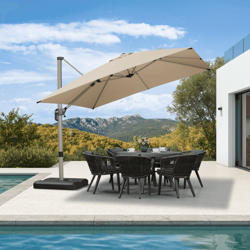 PURPLE LEAF Deluxe Aluminum Outdoor Patio Umbrella Square Cantilever Umbrellas