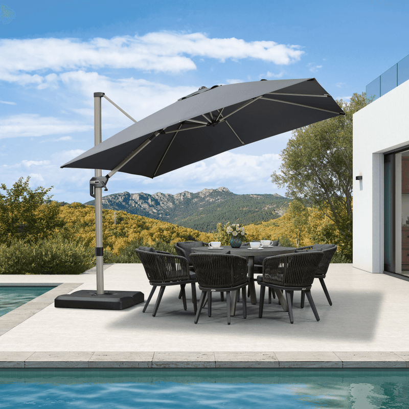 PURPLE LEAF Deluxe Aluminum Outdoor Patio Umbrella Square Cantilever Umbrellas