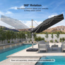 PURPLE LEAF Deluxe Aluminum Outdoor Patio Umbrella Square Cantilever Umbrellas