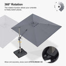 PURPLE LEAF Deluxe Aluminum Outdoor Patio Umbrella Square Cantilever Umbrellas