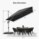 PURPLE LEAF Deluxe Aluminum Outdoor Patio Umbrella Square Cantilever Umbrellas