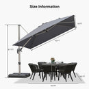 PURPLE LEAF Deluxe Aluminum Outdoor Patio Umbrella Square Cantilever Umbrellas