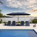 PURPLE LEAF Table Umbrella Double Sided Rectangular Patio Market Umbrella with Base