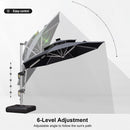 PURPLE LEAF Round Cantilever Umbrella with Base, Outdoor Umbrellas with Lights