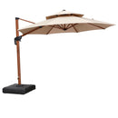 Clearance - PURPLE LEAF OPEN BOX Round Aluminum Patio Umbrella in Wood Color