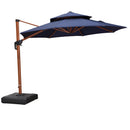 Clearance - PURPLE LEAF OPEN BOX Round Aluminum Patio Umbrella in Wood Color