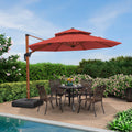 Clearance - PURPLE LEAF OPEN BOX Round Aluminum Patio Umbrella in Wood Color