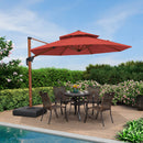 Clearance - PURPLE LEAF OPEN BOX Round Aluminum Patio Umbrella in Wood Color