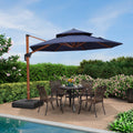 Clearance - PURPLE LEAF OPEN BOX Round Aluminum Patio Umbrella in Wood Color