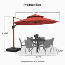 Clearance - PURPLE LEAF OPEN BOX Round Aluminum Patio Umbrella in Wood Color