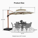 Clearance - PURPLE LEAF OPEN BOX Round Aluminum Patio Umbrella in Wood Color