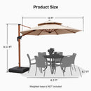 Clearance - PURPLE LEAF OPEN BOX Round Aluminum Patio Umbrella in Wood Color