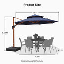 PURPLE LEAF Outdoor Garden Umbrella with Base, Cantilever Umbrellas in Wood Color