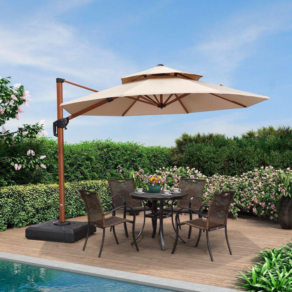 PURPLE LEAF Aluminum Patio Umbrella In Wood Color