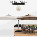 PURPLE LEAF Square Cantilever Umbrella with Base, Outdoor Umbrellas with Lights