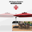 PURPLE LEAF Square Cantilever Umbrella with Base, Outdoor Umbrellas with Lights