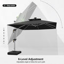 PURPLE LEAF Square Cantilever Umbrella with Base, Outdoor Umbrellas with Lights