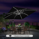 PURPLE LEAF Square Cantilever Umbrella with Base, Outdoor Umbrellas with Lights