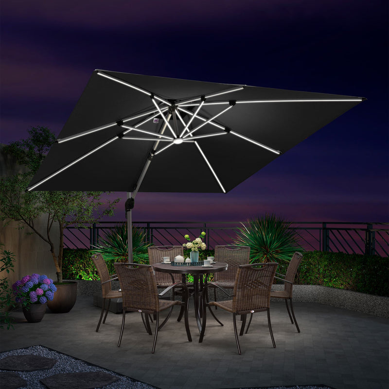 Clearance - PURPLE LEAF OPEN BOX Square Outdoor Umbrellas with Lights