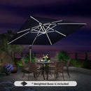 PURPLE LEAF Square Cantilever Umbrella with Base, Outdoor Umbrellas with Lights