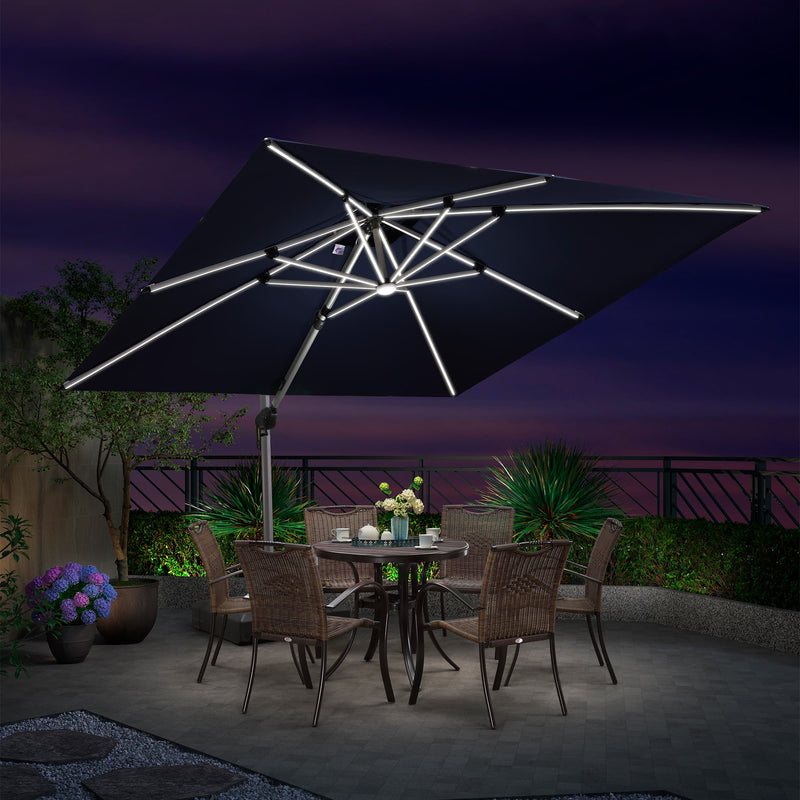 Clearance - PURPLE LEAF OPEN BOX Square Outdoor Umbrellas with Lights
