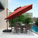 PURPLE LEAF Outdoor Garden Umbrella with Base, Cantilever Umbrellas in Wood Color