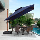 PURPLE LEAF Outdoor Garden Umbrella with Base, Cantilever Umbrellas in Wood Color