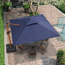 PURPLE LEAF Outdoor Garden Umbrella with Base, Cantilever Umbrellas in Wood Color