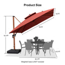 PURPLE LEAF Outdoor Garden Umbrella with Base, Cantilever Umbrellas in Wood Color