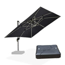 PURPLE LEAF Square Cantilever Umbrella with Base, Outdoor Umbrellas with Lights