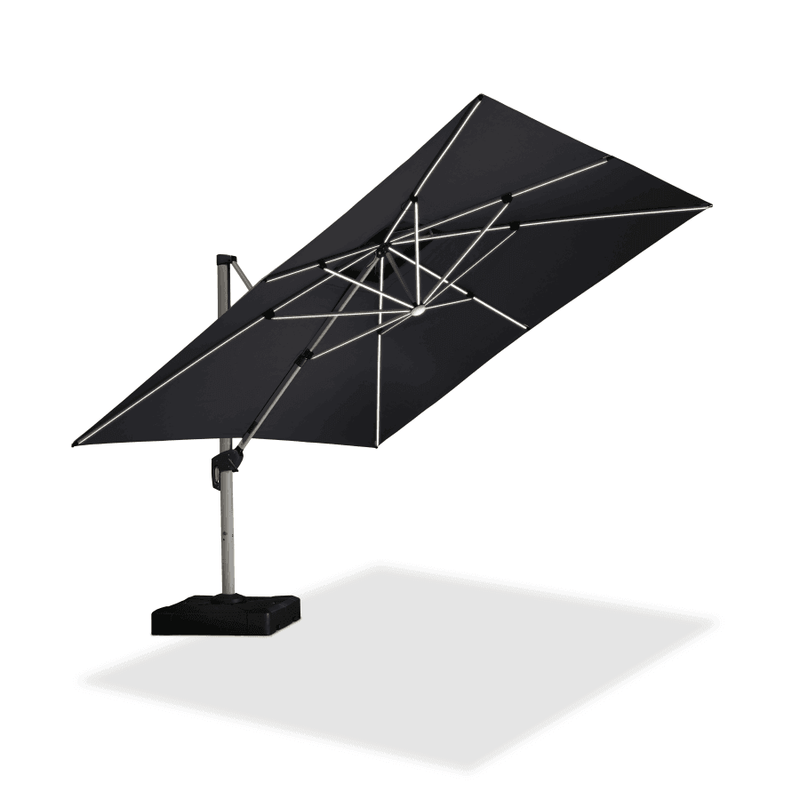 PURPLE LEAF Double Top 9 / 10 / 11 / 12 ft Square Outdoor Umbrellas with Lights