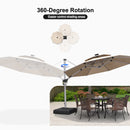 PURPLE LEAF Round Cantilever Umbrella with Base, Outdoor Umbrellas with Lights