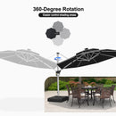 PURPLE LEAF Round Cantilever Umbrella with Base, Outdoor Umbrellas with Lights