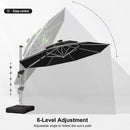 PURPLE LEAF Round Cantilever Umbrella with Base, Outdoor Umbrellas with Lights