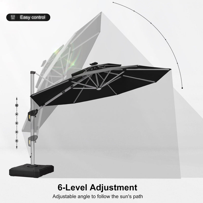 Clearance - PURPLE LEAF OPEN BOX Round Outdoor Umbrellas with Lights