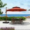 PURPLE LEAF Double Top 10 / 11 / 12 / 13 ft Round Aluminum Patio Umbrella in Wood Color