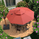 PURPLE LEAF Outdoor Garden Umbrella with Base, Cantilever Umbrellas in Wood Color