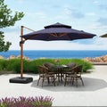 PURPLE LEAF Double Top 10 / 11 / 12 / 13 ft Round Aluminum Patio Umbrella in Wood Color