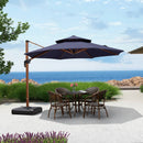 PURPLE LEAF Outdoor Garden Umbrella with Base, Cantilever Umbrellas in Wood Color
