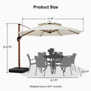 Clearance - PURPLE LEAF OPEN BOX Round Aluminum Patio Umbrella in Wood Color