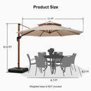 Clearance - PURPLE LEAF OPEN BOX Round Aluminum Patio Umbrella in Wood Color