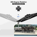 PURPLE LEAF Square Cantilever Umbrella with Base, Outdoor Umbrellas with Lights