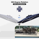 PURPLE LEAF Square Cantilever Umbrella with Base, Outdoor Umbrellas with Lights