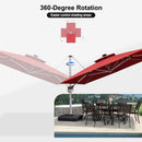 PURPLE LEAF Square Cantilever Umbrella with Base, Outdoor Umbrellas with Lights