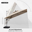 PURPLE LEAF Square Cantilever Umbrella with Base, Outdoor Umbrellas with Lights